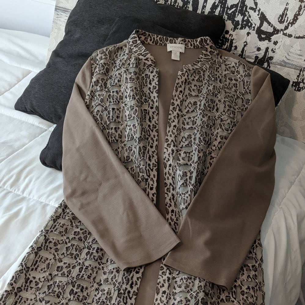 Leopard Mesh Taupe Duster from Chico's